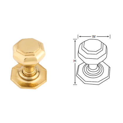 BRASS VICTORIAN CENTRE DOOR KNOB (OCTAGONAL)