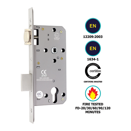 EURO PROFILE ROLLER LOCK BODY DOUBLE THROW (72MM CENTRE)