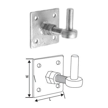 MILD STEEL ADJUSTABLE HOOK ON SQUARE PLATE