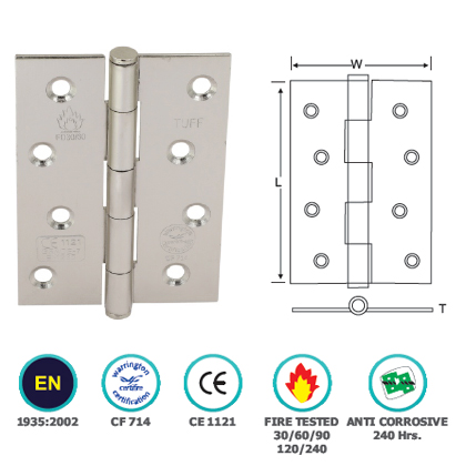 STAINLESS STEEL BUTT HINGE PLAIN JOINT